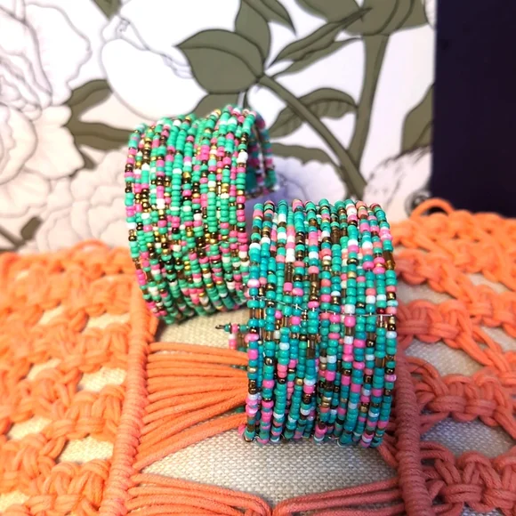Set Of Tropical Seed Bead Cuff Bracelets - Picture 4 of 5